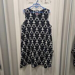 Lesley Evers Linen Blend Black and White Sleeveless Dress Size 1x/18